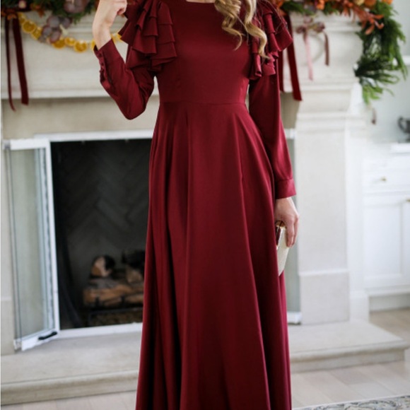 Dainty Jewells Dresses & Skirts - Dainty Jewells Maroon Long Sleeve Dress